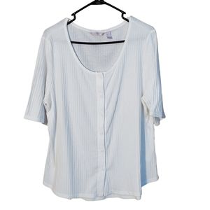 White ribbed button down